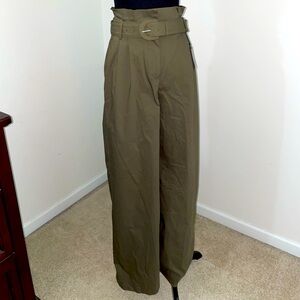 Army green wide leg pants with paper bag waist from Express in size 2.